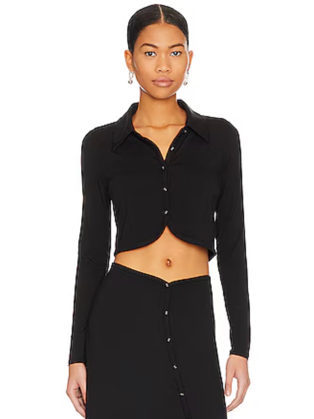 NWT Favorite Daughter Good for You Top Black Women Large Revolve LongSleeve Crop